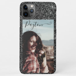 Silver Glitzer Foto Template Individuelle Name Sch iPhone 11Pro Max Hülle