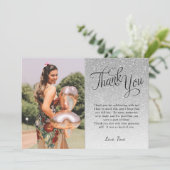 Silver Glitzer Foto Vielen Dank, dass Sie eine Fla Einladung (Stehend Vorderseite)