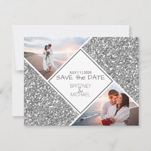 Silver Glitzer FotoCollage Ankündigung (Vorderseite)