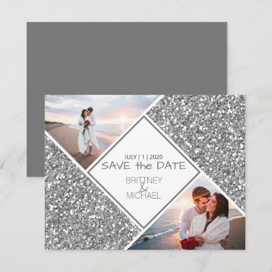 Silver Glitzer FotoCollage Ankündigung (Vorne/Hinten)