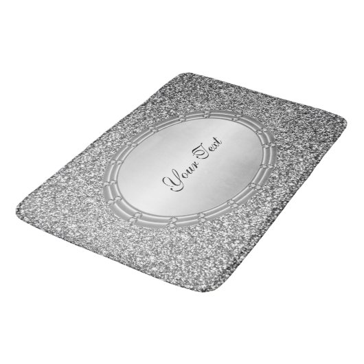 Silver Glitzer Frame Bath Mat Badematte (Schrägansicht)