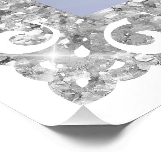 Silver Glitzer Frame Blue Bow Taufe Willkommen Poster (Ecke)