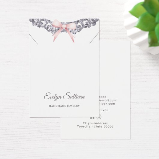 Silver Glitzer Frame Bug Halskette Display Karte (Schreibtisch)