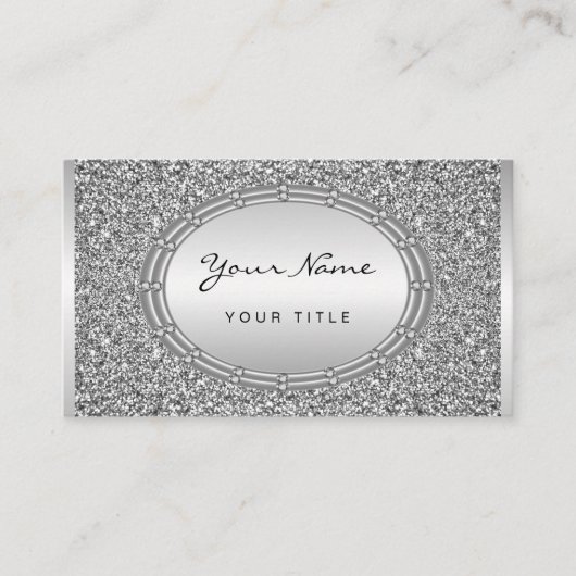 Silver Glitzer Frame Business Card Visitenkarte (Vorderseite)