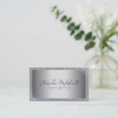 Silver Glitzer & Frame Business Card Visitenkarte (Stehend Vorderseite)