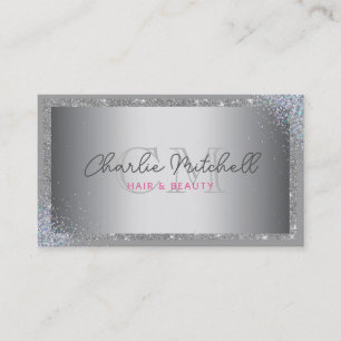 Silver Glitzer & Frame Business Card Visitenkarte
