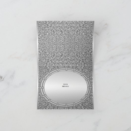 Silver Glitzer Frame Dankeschön Card Dankeskarte (Innenseite)