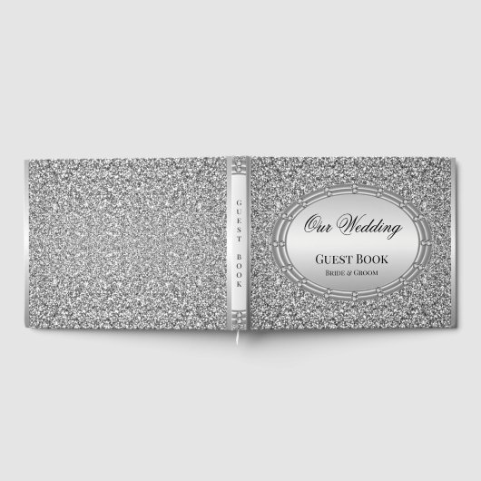 Silver Glitzer Frame Gästebuch (Voll)