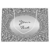 Silver Glitzer Frame Geschenktasche Große Geschenktüte (Vorderseite)