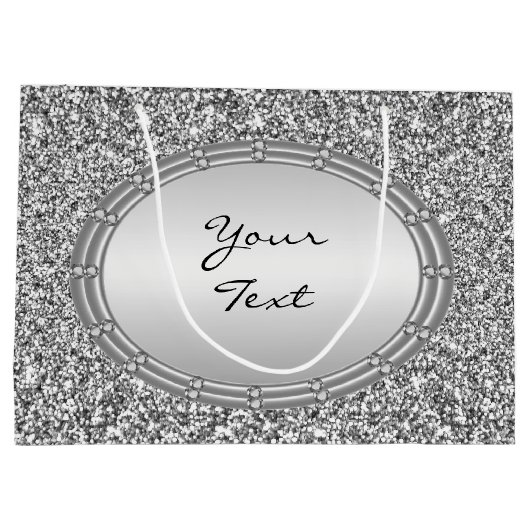 Silver Glitzer Frame Geschenktasche Große Geschenktüte (Rückseite)