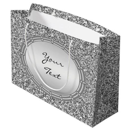 Silver Glitzer Frame Geschenktasche Große Geschenktüte (Rückseite Schrägansicht)