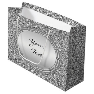 Silver Glitzer Frame Geschenktasche Große Geschenktüte