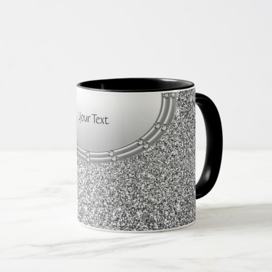 Silver Glitzer Frame Kaffee Tasse (VorderseiteRechts)