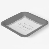 Silver Glitzer Frame Name Datum 21. Geburtstag Pappteller (Gewinkelt)