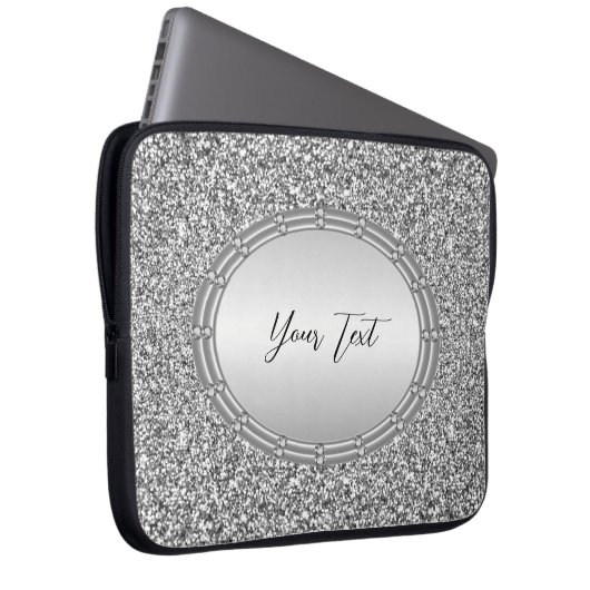 Silver Glitzer Frame Notebook-Rückenlehne Laptopschutzhülle (Vorne Rechts)