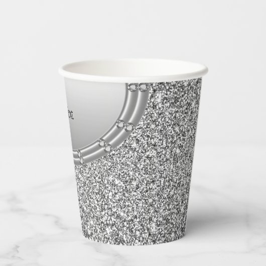 Silver Glitzer Frame Paper Cups Pappbecher (Rückseite)