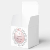 Silver Glitzer Frame Pink Bow Taufe Cube Geschenkschachtel (Geöffnet)