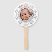 Silver Glitzer Frame Pink Bow Taufe Fächer (Vorderseite)