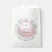 Silver Glitzer Frame Pink Bow Taufe Geschenktütchen (Vorderseite)