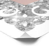 Silver Glitzer Frame Pink Bow Taufe Willkommen Poster (Ecke)