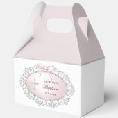 Silver Glitzer Frame Rosa Bow Taufe Big Gable Geschenkschachtel (Vorderseite)