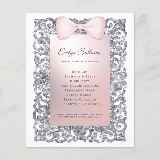 Silver Glitzer Frame Rosa Bug Flyer (Vorne)