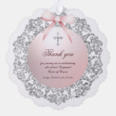 Silver Glitzer Frame Rosa Taufe Vielen Dank Ornament Karte (Rückseite)