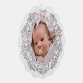 Silver Glitzer Frame Rosa Taufe Vielen Dank Ornament Karte (Rechts)