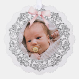 Silver Glitzer Frame Rosa Taufe Vielen Dank Ornament Karte