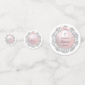 Silver Glitzer Frame Rosa Tauftisch Konfetti (Rückseiten)