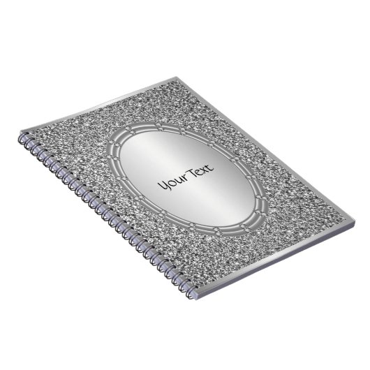 Silver Glitzer Frame Spiral Notebook Notizblock (Rechte Seite)