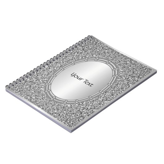 Silver Glitzer Frame Spiral Notebook Notizblock (Linke Seite)