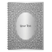 Silver Glitzer Frame Spiral Notebook Notizblock (Vorderseite)
