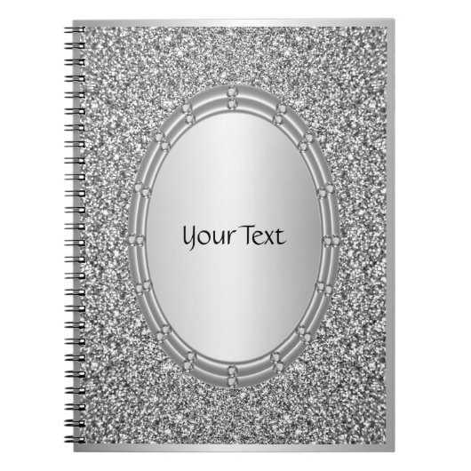 Silver Glitzer Frame Spiral Notebook Notizblock (Vorderseite)