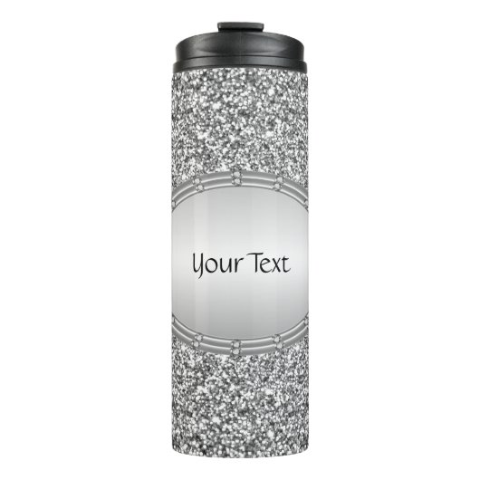 Silver Glitzer Frame Thermal Tumbler Thermosbecher (Vorderseite)