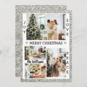 Silver Glitzer Freude Liebe Foto für Weihnachten (Vorne/Hinten)