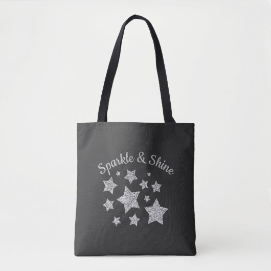 Silver Glitzer funkle Stars Shine zitieren dunkelg Tasche (Vorderseite)