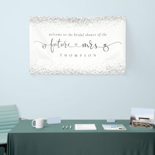 Silver Glitzer Future Mrs. Welcome Brautparty Banner (Messeveranstaltung)