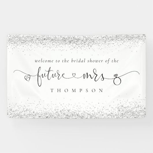 Silver Glitzer Future Mrs. Welcome Brautparty Banner (Horizontal)