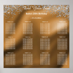 Silver Glitzer Geburtstag Alphabetischer Sitzplan Poster