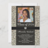 Silver Glitzer Gem Foto Class of 2025 Abschluss Einladung (Vorderseite)