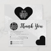 Silver Glitzer Geo Heart Logo Kunde Vielen Dank Dankeskarte (Vorne/Hinten)