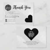Silver Glitzer Geo Heart Logo Kunde Vielen Dank Visitenkarte (Vorne/Hinten)