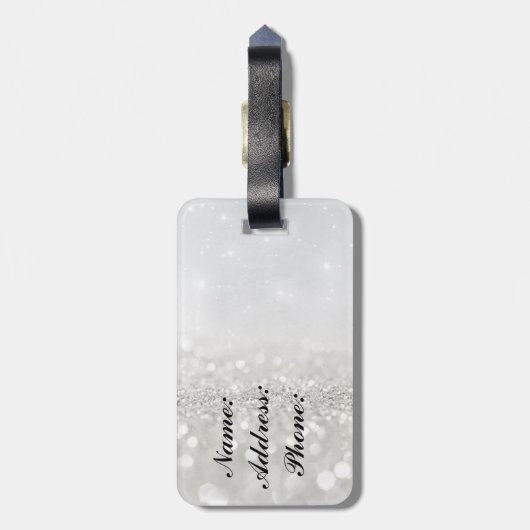 Silver Glitzer Gepäckanhänger (Rückseite vertikal)