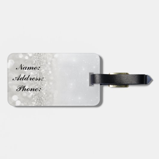 Silver Glitzer Gepäckanhänger (Rückseite horizontal)