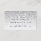 Silver Glitzer Girl Script Business Logo Monogram Visitenkarte (Rückseite)