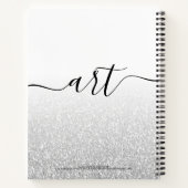 Silver Glitzer Girly Ombre Sketchbook Name Notizblock (Rückseite)
