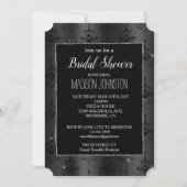 Silver Glitzer Glam Black Chandeliers Einladung (Vorderseite)