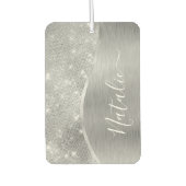 Silver Glitzer Glam Bling Personalisiert Metallic Autolufterfrischer (Vorderseite)