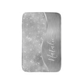 Silver Glitzer Glam Bling Personalisiert Metallic Badematte (Vorderseite Vertikal)